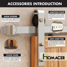 Carregar imagem no visualizador da galeria, Non-Bypass Sliding Barn Door Hardware Kit - Classic Design Roller - Silver Finish
