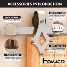 Load image into Gallery viewer, Non-Bypass Sliding Barn Door Hardware Kit - Diamond Design Roller - Silver Finish
