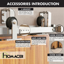 Load image into Gallery viewer, Double Track U-Shape Bypass Sliding Barn Door Hardware Kit - T-Shape Design Roller
