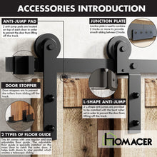 Cargar imagen en el visor de la galería, Single Track Bypass Sliding Barn Door Hardware Kit - Straight Design Roller
