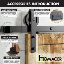 Carregar imagem no visualizador da galeria, Non-Bypass Sliding Barn Door Hardware Kit - Spoke Wheel Design Roller
