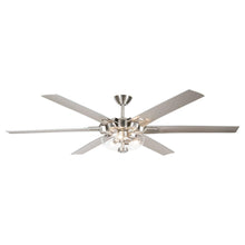 Cargar imagen en el visor de la galería, 70&quot; Modern Brushed Nickel DC Motor Downrod Mount Ceiling Fan with Lighting and Remote Control
