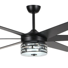 Cargar imagen en el visor de la galería, 70&quot; Modern DC Motor Downrod Mount Reversible Ceiling Fan with Lighting and Remote Control
