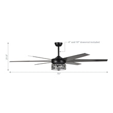 Carregar imagem no visualizador da galeria, 70&quot; Modern DC Motor Downrod Mount Reversible Ceiling Fan with Lighting and Remote Control
