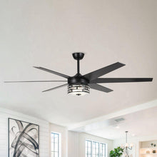 Carregar imagem no visualizador da galeria, 70&quot; Modern DC Motor Downrod Mount Reversible Ceiling Fan with Lighting and Remote Control
