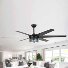 Carregar imagem no visualizador da galeria, 70&quot; Modern DC Motor Downrod Mount Reversible Ceiling Fan with Lighting and Remote Control
