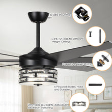 Cargar imagen en el visor de la galería, 70&quot; Modern DC Motor Downrod Mount Reversible Ceiling Fan with Lighting and Remote Control
