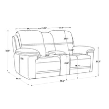 Load image into Gallery viewer, Timo Top Grain Leather Power Reclining Loveseat With Console Adjustable Headrest Storage Steel Cup Holders Cross Stitching
