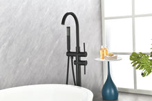 Carregar imagem no visualizador da galeria, Mount Bathtub Faucet Freestanding Tub Filler Matte Black Standing High Flow Shower Faucets with Handheld Shower Mixer Taps Swivel Spout
