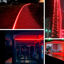 Cargar imagen en el visor de la galería, 110V LED Neon Red Rope Light (6W/Meter, 189Lumens/M) - Dimmable, IP65, 120LEDs/Meter - ETL Listed
