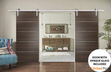 Load image into Gallery viewer, Planum 0020 Chocolate Ash Double Barn Door and Silver Rail
