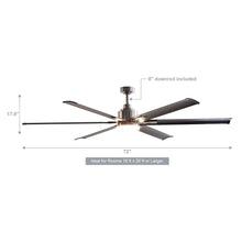 Cargar imagen en el visor de la galería, 72&quot; Bankston Modern DC Motor Downrod Mount Reversible Ceiling Fan with Lighting and Remote Control
