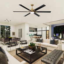 Load image into Gallery viewer, 72&quot; Bankston Modern DC Motor Downrod Mount Reversible Ceiling Fan with Lighting and Remote Control
