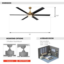 Cargar imagen en el visor de la galería, 72&quot; Bankston Modern DC Motor Downrod Mount Reversible Ceiling Fan with Lighting and Remote Control
