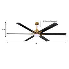 Load image into Gallery viewer, 72&quot; Bankston Modern DC Motor Downrod Mount Reversible Ceiling Fan with Lighting and Remote Control
