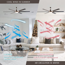 Cargar imagen en el visor de la galería, 72&quot; Bankston Modern DC Motor Downrod Mount Reversible Ceiling Fan with Lighting and Remote Control
