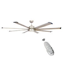 Carregar imagem no visualizador da galeria, 72&quot; Bankston Modern Satin Nickel DC Motor Downrod Mount Ceiling Fan with LED Lighting and Remote Control
