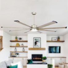 Carregar imagem no visualizador da galeria, 72&quot; Bankston Modern Satin Nickel DC Motor Downrod Mount Ceiling Fan with LED Lighting and Remote Control
