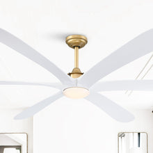 Load image into Gallery viewer, 72&quot; Jaydn Farmhouse Satin Nickel DC Motor Downrod Mount Reversible Ceiling Fan with Lighting and Remote Control
