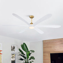 Load image into Gallery viewer, 72&quot; Jaydn Farmhouse Satin Nickel DC Motor Downrod Mount Reversible Ceiling Fan with Lighting and Remote Control
