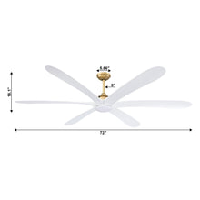 Cargar imagen en el visor de la galería, 72&quot; Jaydn Farmhouse Satin Nickel DC Motor Downrod Mount Reversible Ceiling Fan with Lighting and Remote Control
