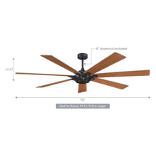 Cargar imagen en el visor de la galería, 72&quot; Farmhouse DC Motor Brushed Nickel Downrod Mount Reversible Ceiling Fan with Remote Control
