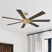 Load image into Gallery viewer, 72&quot; Farmhouse DC Motor Brushed Nickel Downrod Mount Reversible Ceiling Fan with Remote Control
