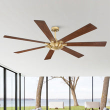 Cargar imagen en el visor de la galería, 72&quot; Farmhouse DC Motor Brushed Nickel Downrod Mount Reversible Ceiling Fan with Remote Control
