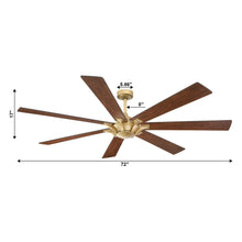 Load image into Gallery viewer, 72&quot; Farmhouse DC Motor Brushed Nickel Downrod Mount Reversible Ceiling Fan with Remote Control
