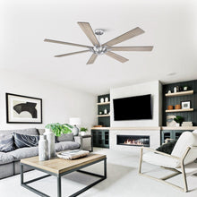 Load image into Gallery viewer, 72&quot; Farmhouse DC Motor Brushed Nickel Downrod Mount Reversible Ceiling Fan with Remote Control
