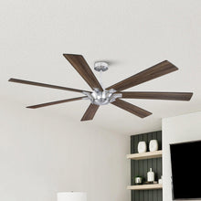 Carregar imagem no visualizador da galeria, 72&quot; Farmhouse DC Motor Brushed Nickel Downrod Mount Reversible Ceiling Fan with Remote Control
