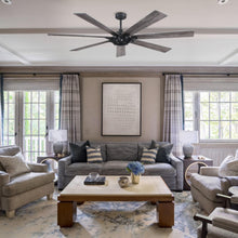 Cargar imagen en el visor de la galería, 72&quot; Farmhouse DC Motor Brushed Nickel Downrod Mount Reversible Ceiling Fan with Remote Control
