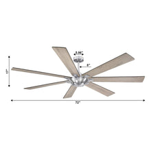 Load image into Gallery viewer, 72&quot; Farmhouse DC Motor Brushed Nickel Downrod Mount Reversible Ceiling Fan with Remote Control
