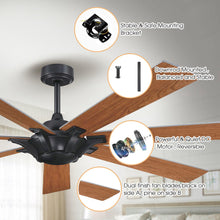 Load image into Gallery viewer, 72&quot; Farmhouse DC Motor Brushed Nickel Downrod Mount Reversible Ceiling Fan with Remote Control
