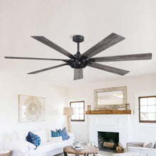 Load image into Gallery viewer, 72&quot; Farmhouse DC Motor Brushed Nickel Downrod Mount Reversible Ceiling Fan with Remote Control
