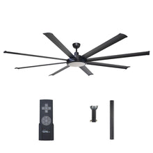 Load image into Gallery viewer, 75&quot; Industrial DC Motor Downrod Mount Reversible Ceiling Fan with Lighting and Remote Control
