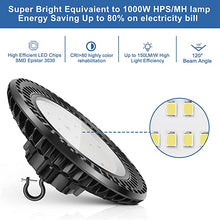 Load image into Gallery viewer, 300W LED UFO High Bay Light for Warehouse - 41,000LM, 5000K Daylight, Dimmable, IP65 Waterproof, Commercial Lighting
