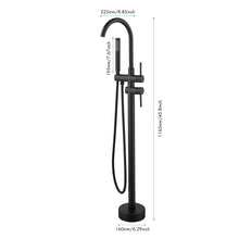 Carregar imagem no visualizador da galeria, Mount Bathtub Faucet Freestanding Tub Filler Matte Black Standing High Flow Shower Faucets with Handheld Shower Mixer Taps Swivel Spout
