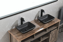 Carregar imagem no visualizador da galeria, 13.0&quot; L -18.13&quot; W -4&quot; H Matte Shell Glass Rectangular Vessel Bathroom Sink in Black with Matte Black Faucet and Pop-Up Drain in Matte Black
