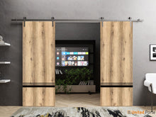 Cargar imagen en el visor de la galería, Planum 0012 Oak Double Barn Door and Silver Rail
