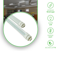 Cargar imagen en el visor de la galería, 8FT LED Tube Light for Garage, Workshop, Warehouse, R17 Base, 40W, 5000K, Frosted, 5200 Lumens, Energy Efficient, Single End or Double End Power
