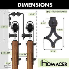 Load image into Gallery viewer, Double Track U-Shape Bypass Sliding Barn Door Hardware Kit - Diamond Design Roller
