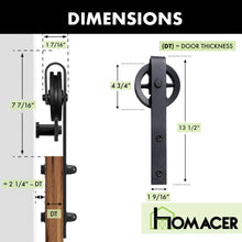 Carregar imagem no visualizador da galeria, Non-Bypass Sliding Barn Door Hardware Kit - Spoke Wheel Design Roller
