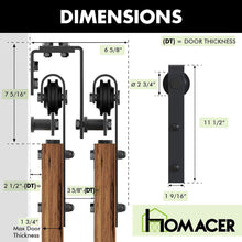 Cargar imagen en el visor de la galería, Double Track U-Shape Bypass Sliding Barn Door Hardware Kit - Classic Design Roller
