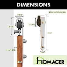 Cargar imagen en el visor de la galería, Non-Bypass Sliding Barn Door Hardware Kit - Arrow Design Roller - Silver Finish
