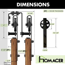 Cargar imagen en el visor de la galería, Double Track U-Shape Bypass Sliding Barn Door Hardware Kit - Spoke Wheel Design Roller
