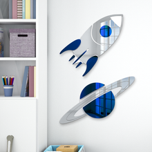 Load image into Gallery viewer, 2-Piece Set | Planet Saturn &amp; Space Rocket Decor
