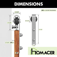 Carregar imagem no visualizador da galeria, Non-Bypass Sliding Barn Door Hardware Kit - Classic Design Roller - Silver Finish
