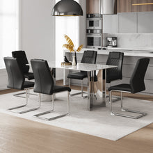 Load image into Gallery viewer, Table and chair set, modern and minimalist dining table. Imitation marble glass sticker desktop, stainless steel legs, stable and beautiful. Comfortable PU seats. DT-69
