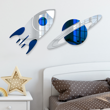 Load image into Gallery viewer, 2-Piece Set | Planet Saturn &amp; Space Rocket Decor
